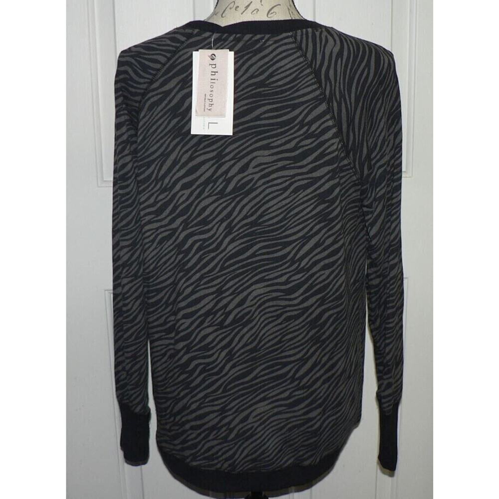 Philosophy Women's Long Sleeve Modal Blend Top Black Grey Zebra Print Small $68 - Picture 5 of 5